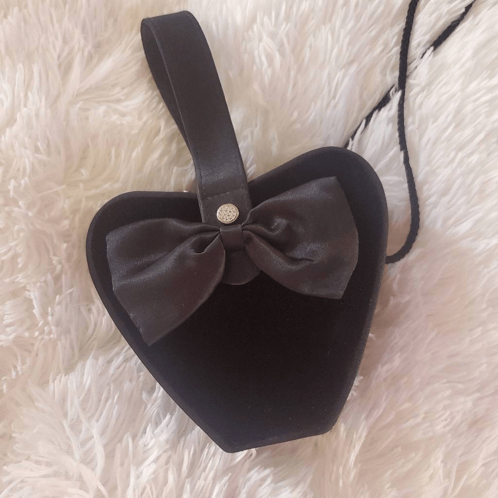 Swarovski Heart Shaped Velvet and‎ Satin Evening Bag